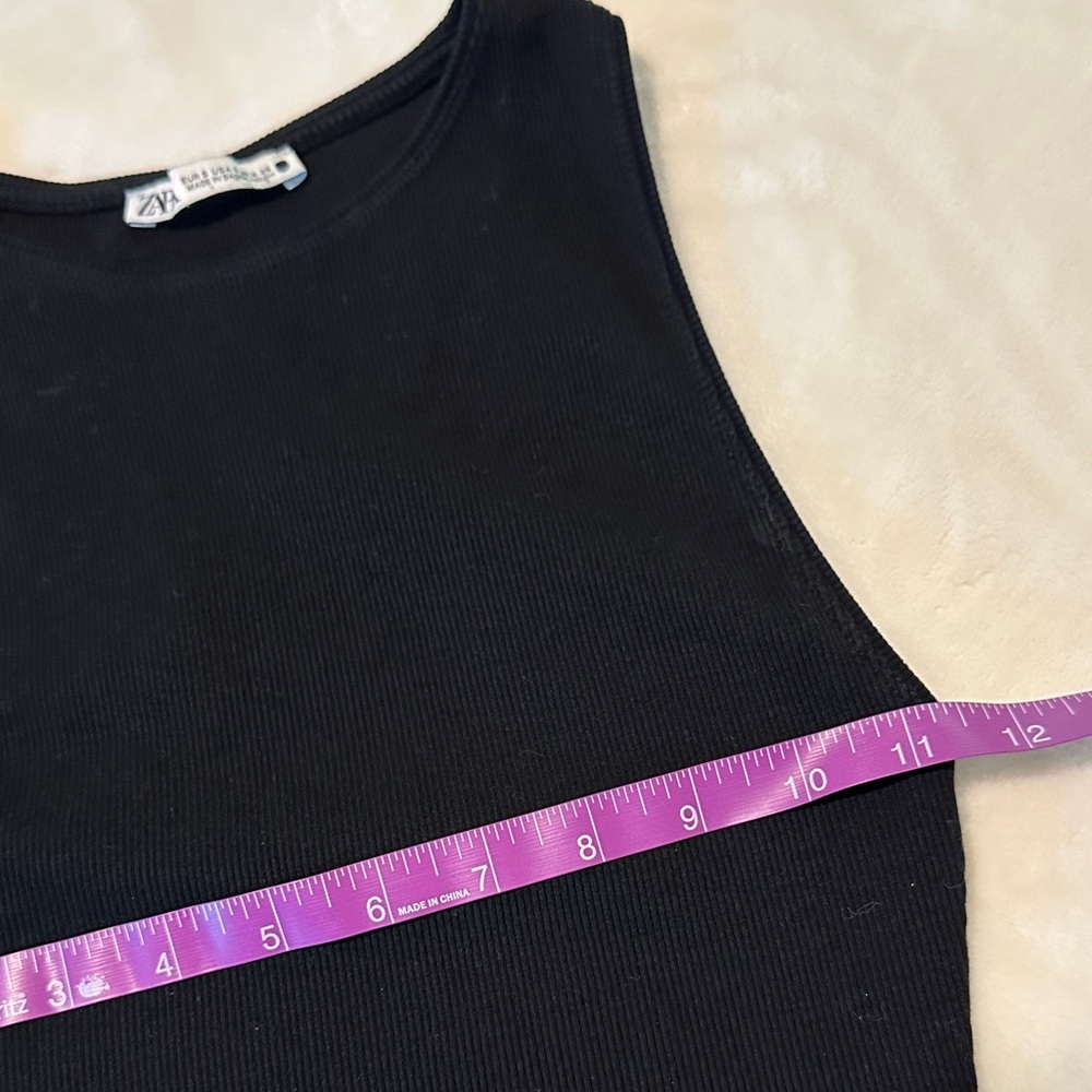 Black Ribbed Racerback Zara tank Bodysuit - Picture 6 of 9